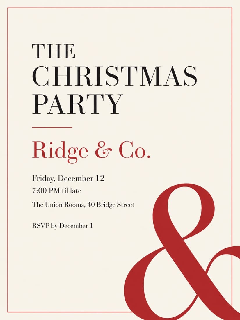 A clean christmas party flyer with no AI-generated look
