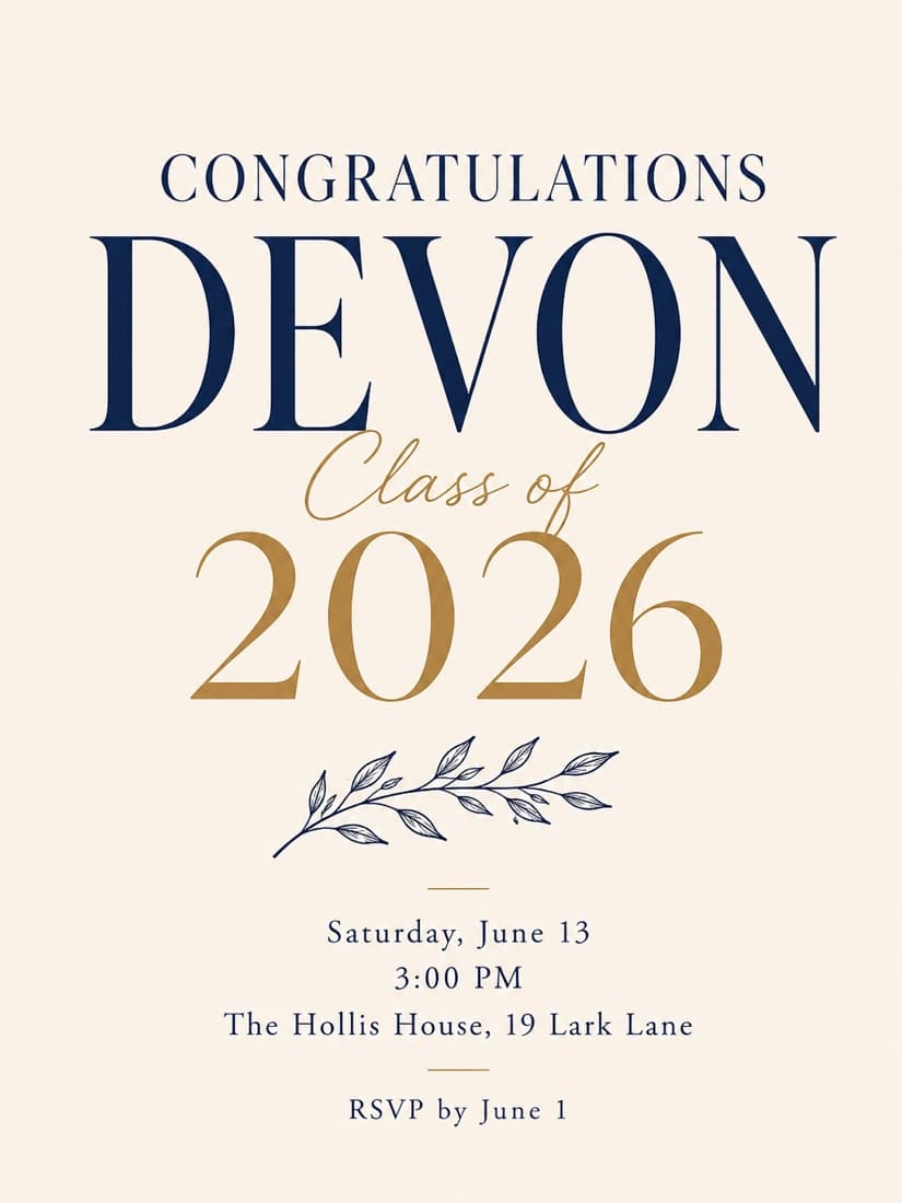 A clean graduation flyer with no AI-generated look