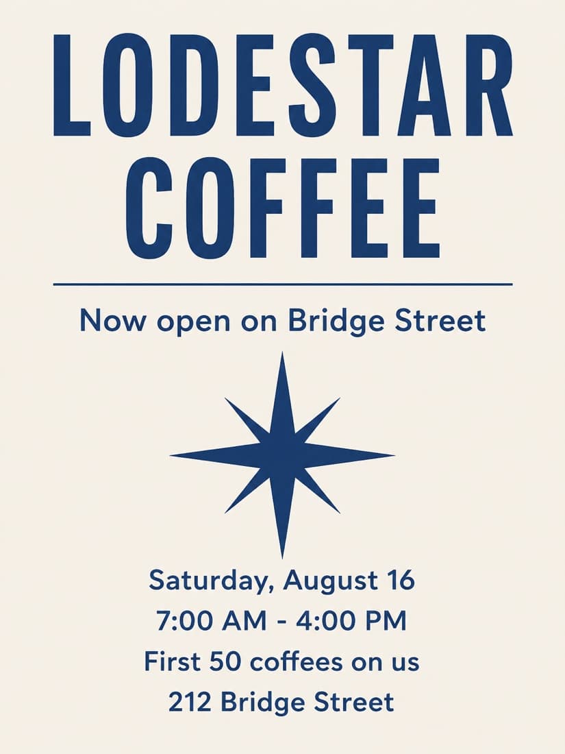 A clean grand opening flyer with no AI-generated look