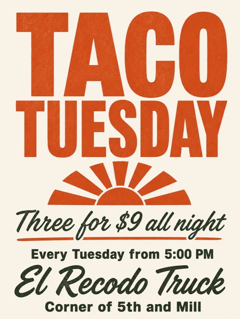 A clean restaurant special flyer with no AI-generated look