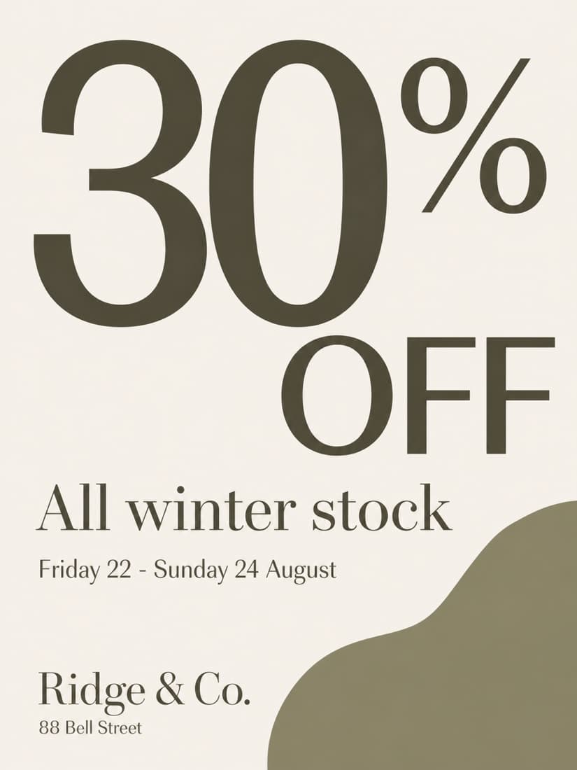 A clean sale flyer with no AI-generated look