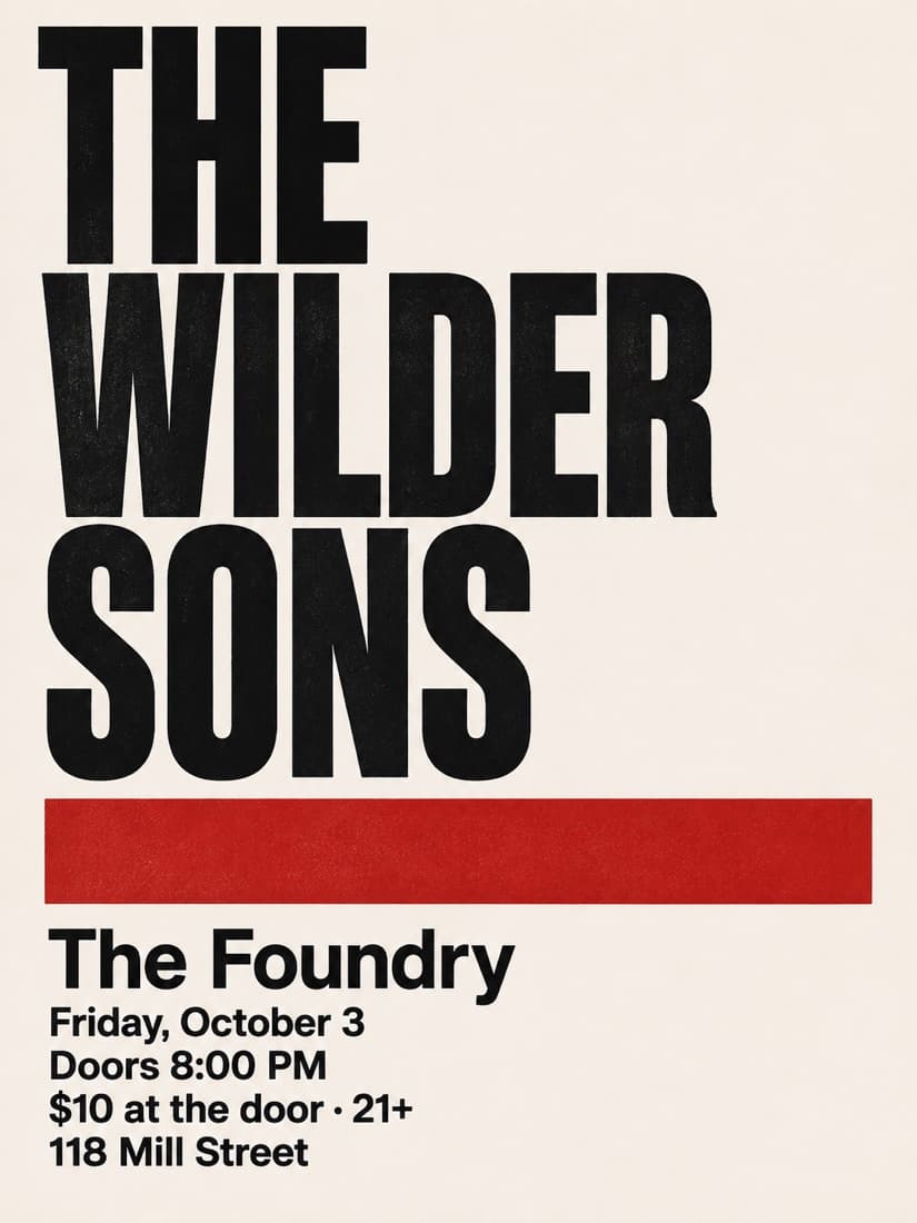 Flyer from the craft prompt: cream ground, one red block, heavy condensed type, exact text